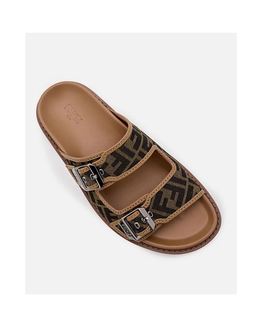 Fendi Brown Sliders for men