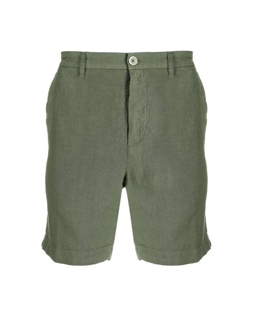 120% Lino Leinen slim fit bermuda shorts in Green für Herren