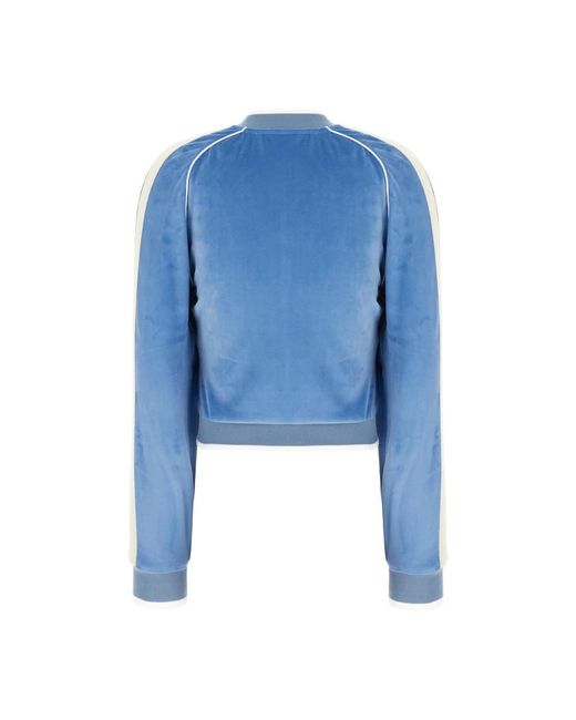 Palm Angels Hoodies & Sweatvesten ,Blauw ,Polyester Sweatshirt Met Ritssluiting in het Blue