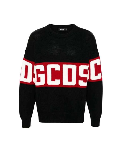 Gcds Black Round-Neck Knitwear for men