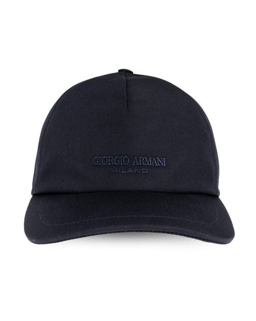 Giorgio Armani Accessoires ,Blauw ,Katoen Baseballcap Van Technische Stof Met Leren Logo in het Blue voor heren