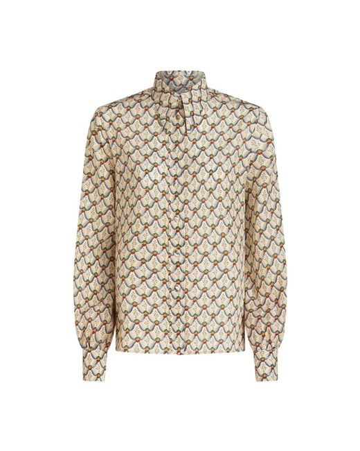 Etro Overhemden ,Veelkleurig ,Zijden Shirt Met Lange Mouwen in het Natural