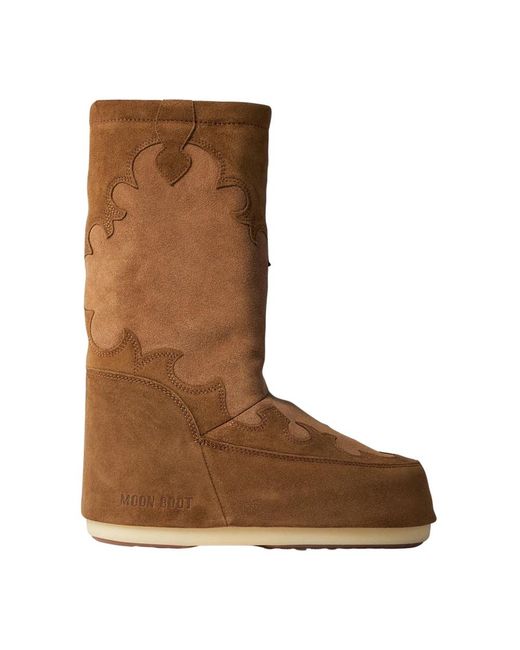 Moon Boot Brown Icon Wildleder Stickerei Stiefel