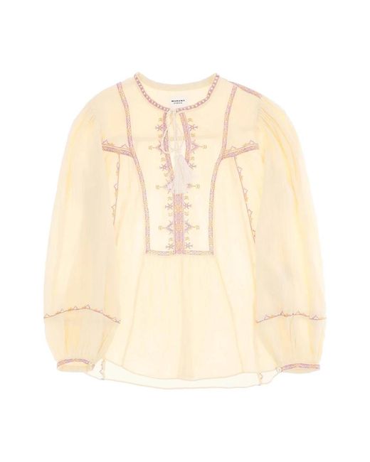 Blusa de algodón bordada silekia Isabel Marant de color Natural