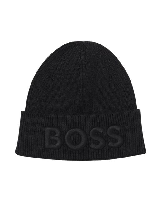HUGO Beanie Mütze Mit Geprägtem Logo in Black für Herren