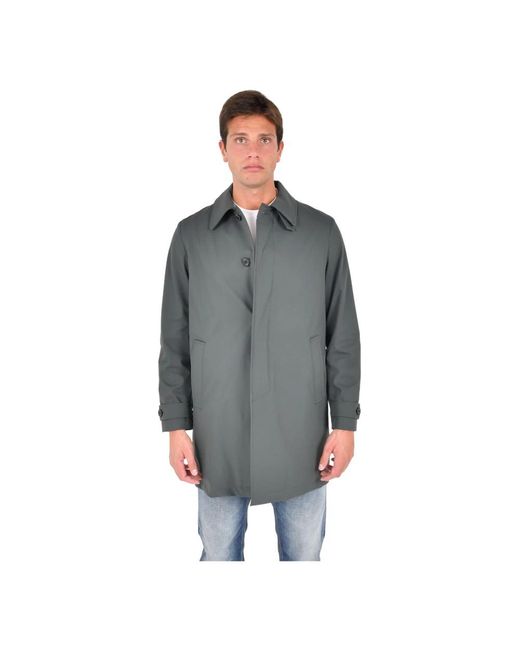 Drumohr Jassen ,Groen ,Leer Concealed Front Button Placket Parka in het Gray voor heren