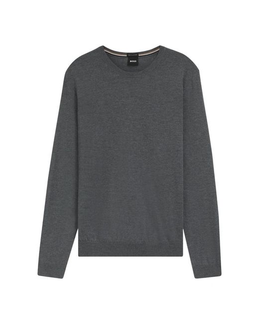 HUGO Gray Round-Neck Knitwear for men