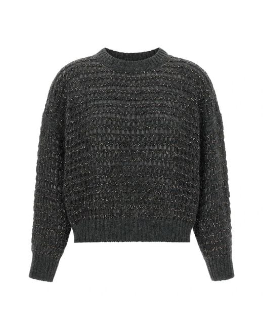 Brunello Cucinelli Gray Round-Neck Knitwear