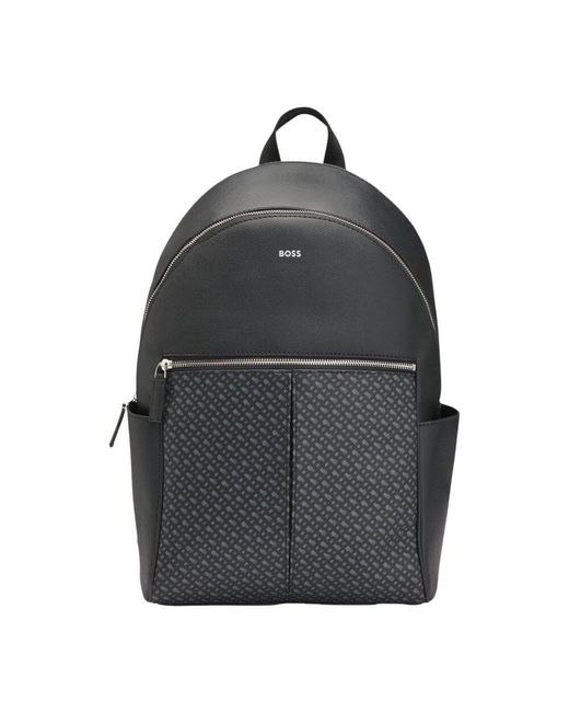 Boss Moderne rucksack aus beschichtetem stoff mit vordertasche in Black für Herren