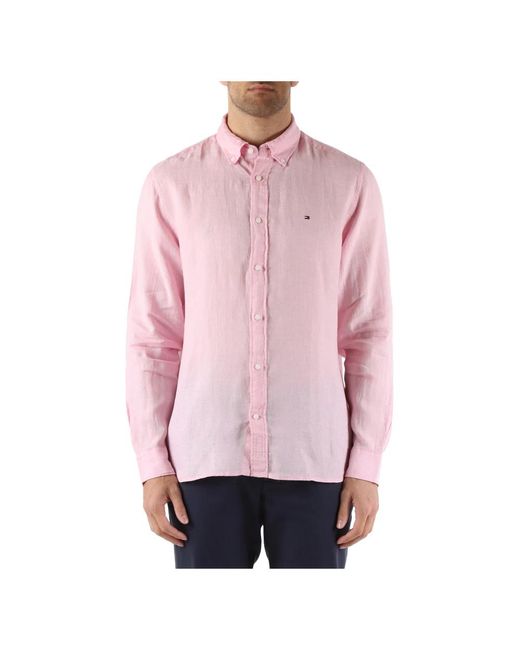 Tommy Hilfiger Leinen regular fit hemd in Pink für Herren