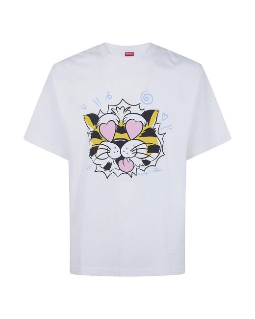 KENZO Wild Tiger Oversize T-Shirt in het White voor heren