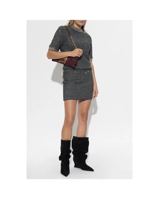 Balmain Rok Met Lurex Garen En Glanzende Pailletten in het Gray
