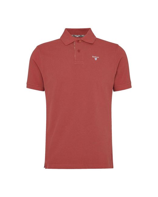 Barbour Tops ,Rood ,Katoen Tartan Pique Polo Shirt Spice in het Red voor heren