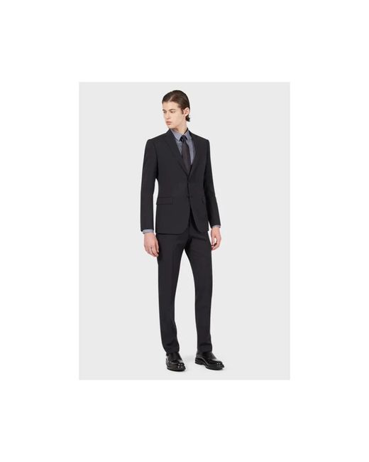 Emporio Armani Black Single Breasted Suits for men