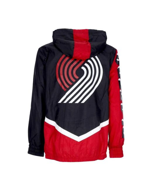 Mitchell & Ness Fitness ,Zwart ,Polyester Windbreaker Ski Jas Met Nba Logo in het Blue voor heren
