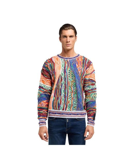 carlo colucci Strickpullover Mit Auffälligem Muster in Blue für Herren