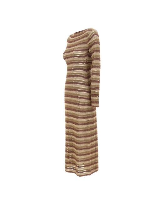 Mc2 Saint Barth Natural Knitted Dresses