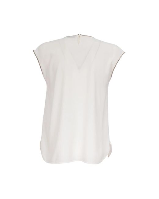 Le Tricot Perugia White Seidenmischung ärmelloses t-shirt