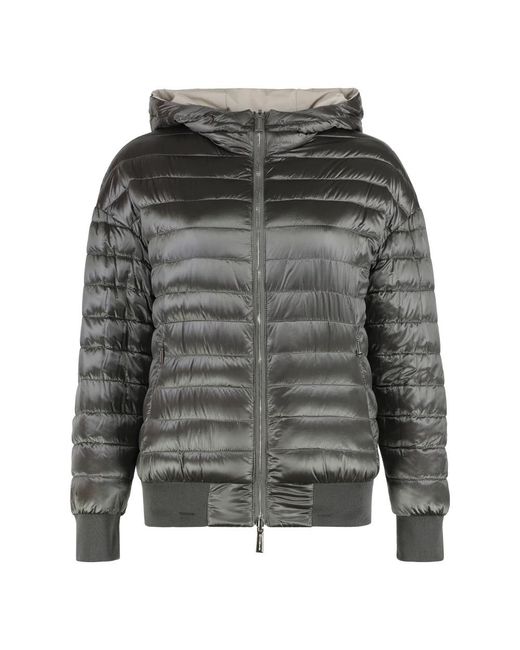 Moorer Jassen ,Polyester Omkeerbare Gewatteerde Jas Met Capuchon in het Gray