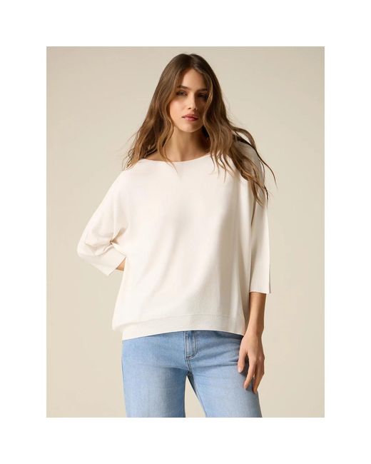 Oltre White Nahtloser Strickpullover