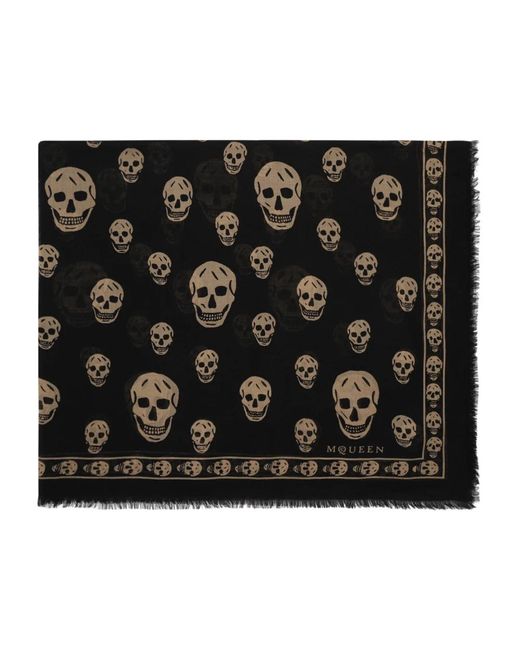 McQueen Black Silk Scarves for men