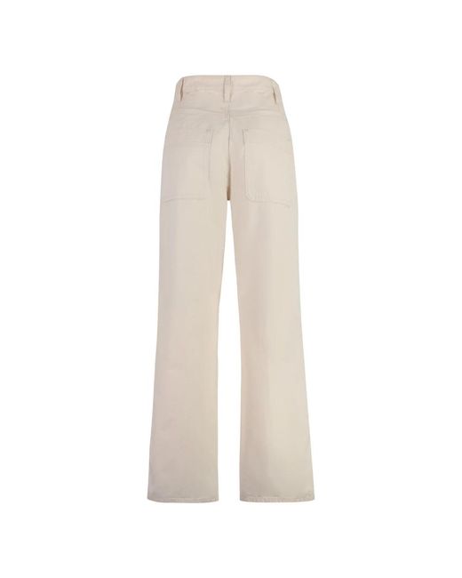 Isabel Marant Katoenen Broek Met Riemlussen En Wijde Pijpen in het Natural