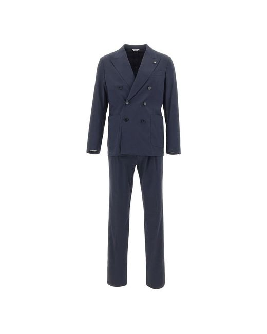 Manuel Ritz Blue Double Breasted Suits for men