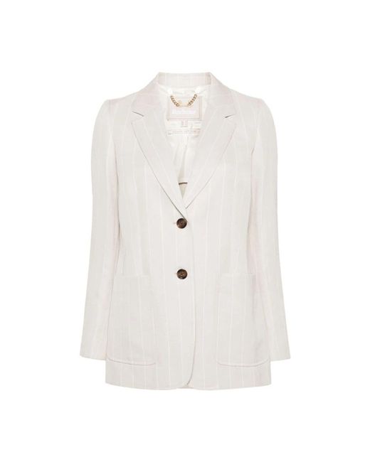 Barbour White Pinstripe linen blend jacket