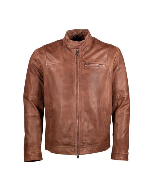 Peuterey Brown Leather Jackets for men