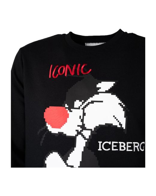 Iceberg Klassischer rundhals pullover in Black für Herren