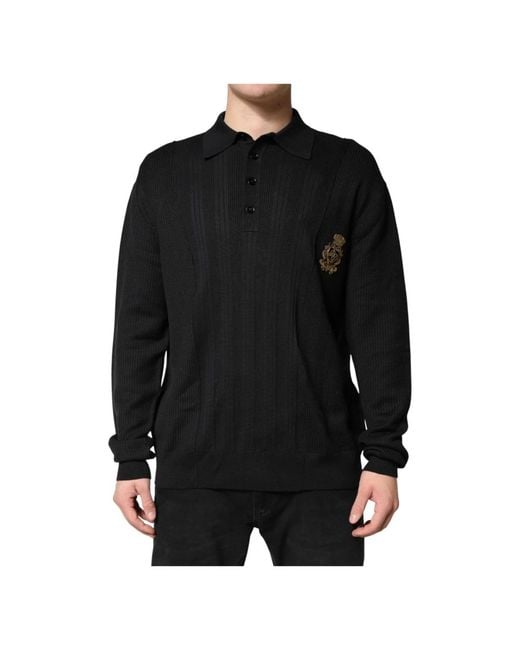 Dolce & Gabbana Black Round-Neck Knitwear for men