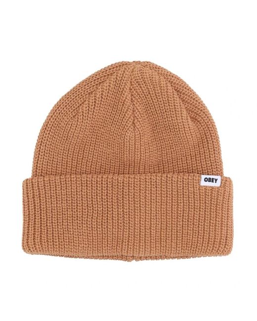 Obey Accessoires ,Bruin ,Katoen Bruine Suiker Beanie Hoed in het Brown voor heren