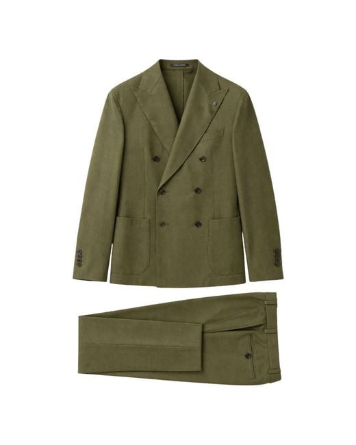 Tagliatore Green Double Breasted Suits for men