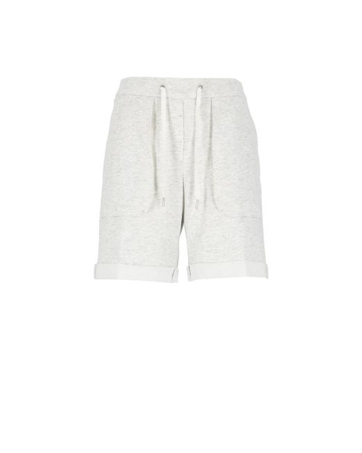 Shorts in cotone grigio con coulisse di Peserico in White