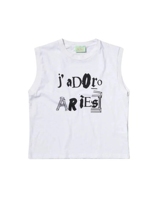 Camiseta sin mangas de algodón con estampado gráfico Aries de color White