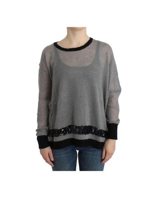 Gray embellished asymmetric sweater di CoSTUME NATIONAL