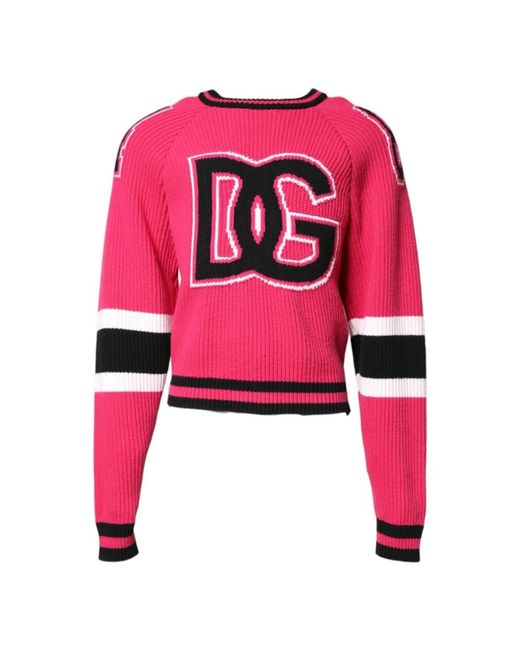 Dolce & Gabbana Pink Round-Neck Knitwear for men