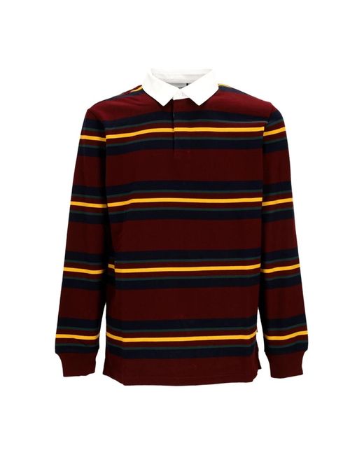 Carhartt Herenpolo Met Lange Mouwen L/S Oregon Rugbyshirt Starco Gestreept/Bordeaux in het Red voor heren