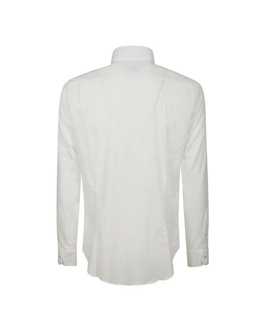 Fedeli Langärmeliges baumwollhemd mit kragen in White für Herren