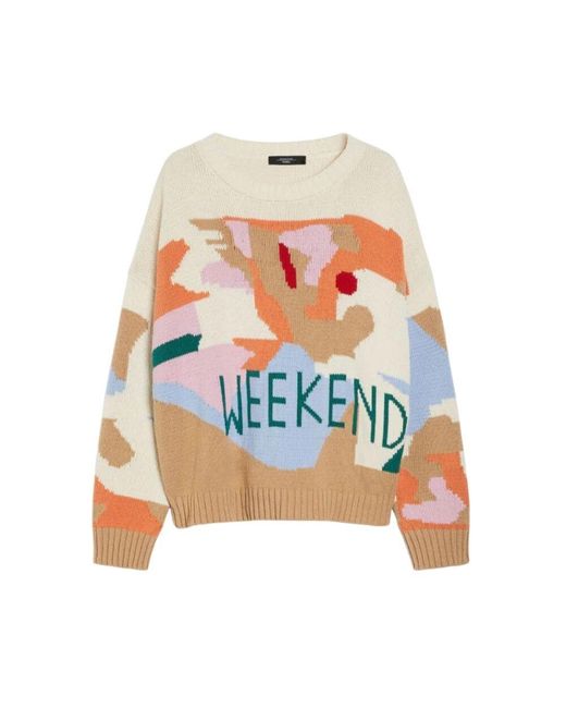 Max Mara Blue Fabian baumwollpullover orange,fabian baumwollpullover blau intarsia-muster