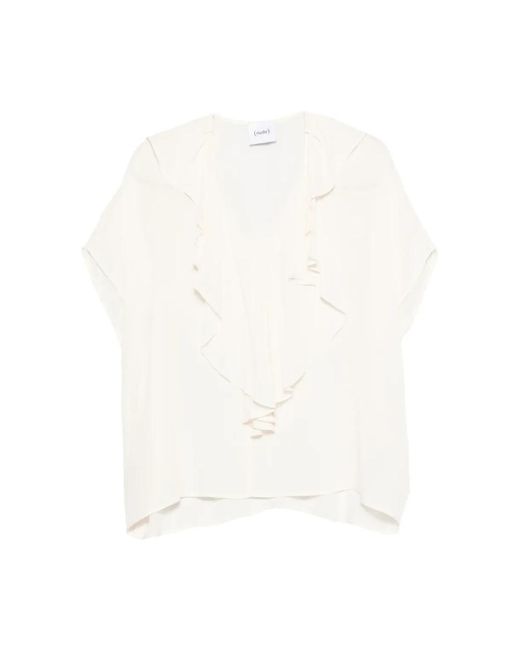 Nude Blouse W Ruffle in het White