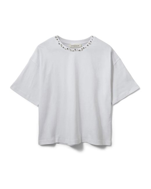 Sofie Schnoor Tops ,Wit ,Katoen T-Shirt in het Blue