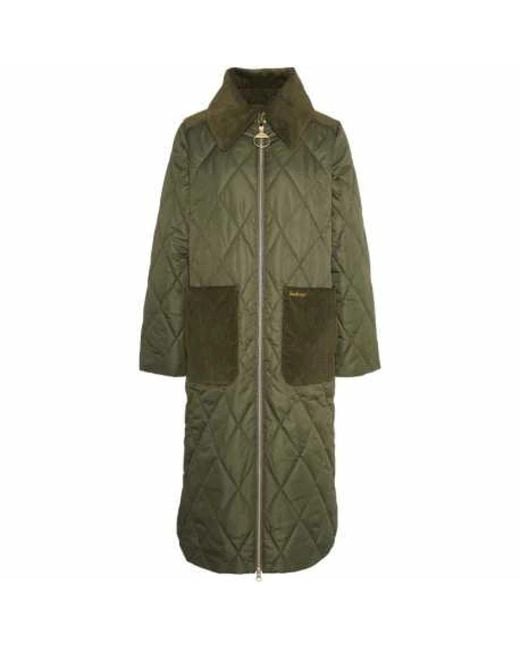 Barbour Olijfgroene Gewatteerde Jas Met Fluwelen Zakken in het Green