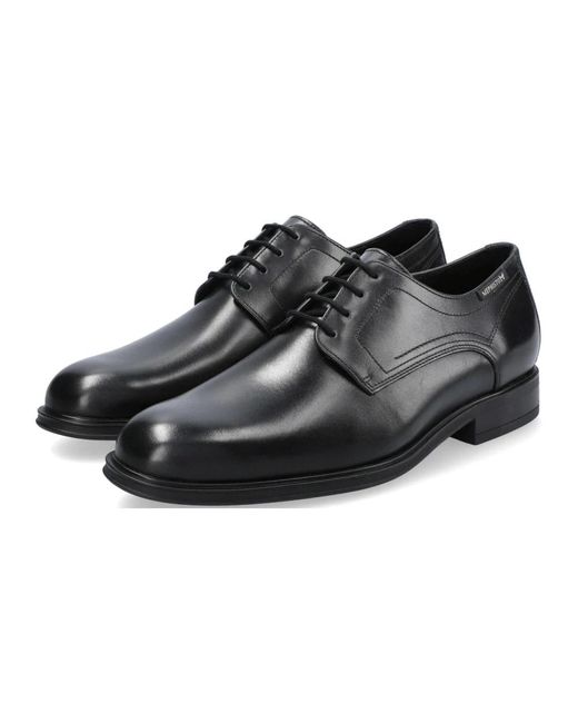Mephisto Zwarte Leren Veterschoen Voor in het Black voor heren