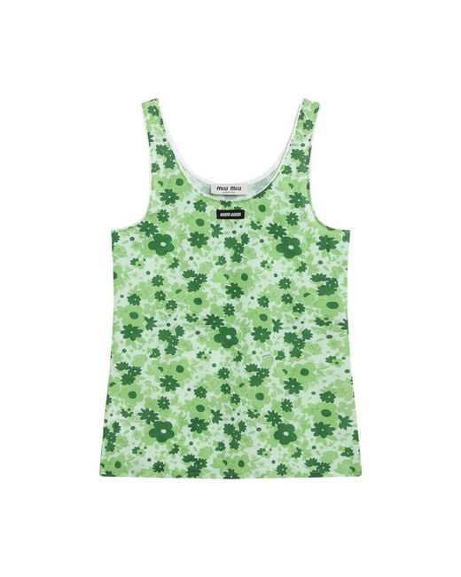 Miu Miu Green Sleeveless Tops