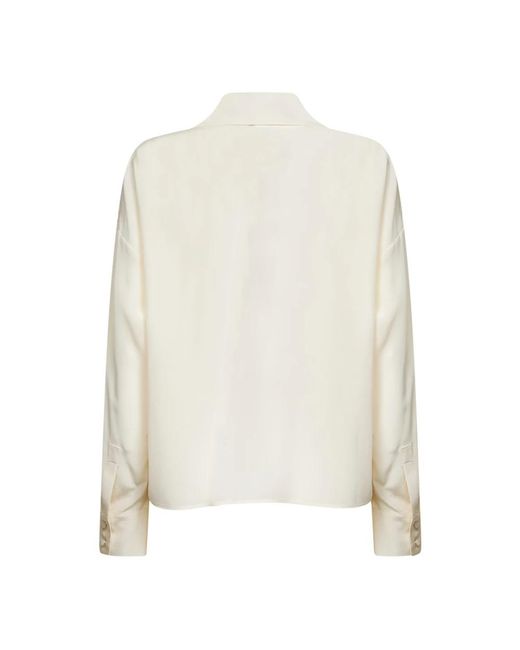 Max Mara Overhemden ,Leer Zijden Blouse Met Strik in het White
