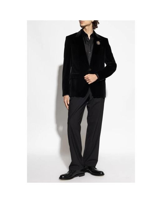 Dolce & Gabbana Black Straight Trousers for men
