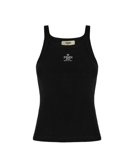 Fendi Black Sleeveless Tops