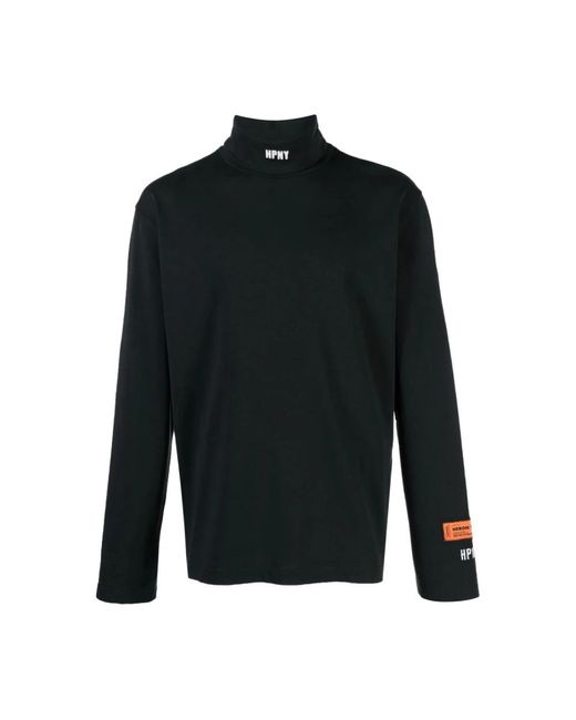 Heron Preston Stilvolles schwarzes T-Shirt aus Bio-Baumwolle mit gesticktem Logo in Black für Herren