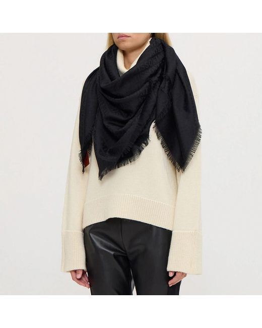 Missoni Accessoires ,Zwart ,Wol Luxe Zwart Logo Print Sjaal in het Black